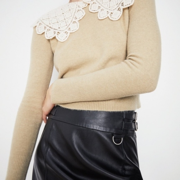 Zara Crochet Pilgrim Collar Cropped Sweater - Picture 4 of 11